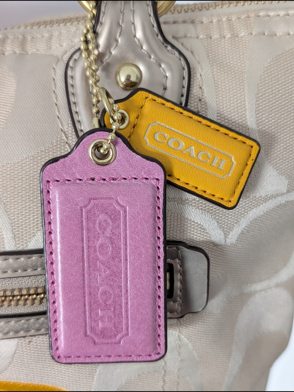 Coach Poppy Embossed Signature Logo Multicolor Tote - Picture 9 of 12